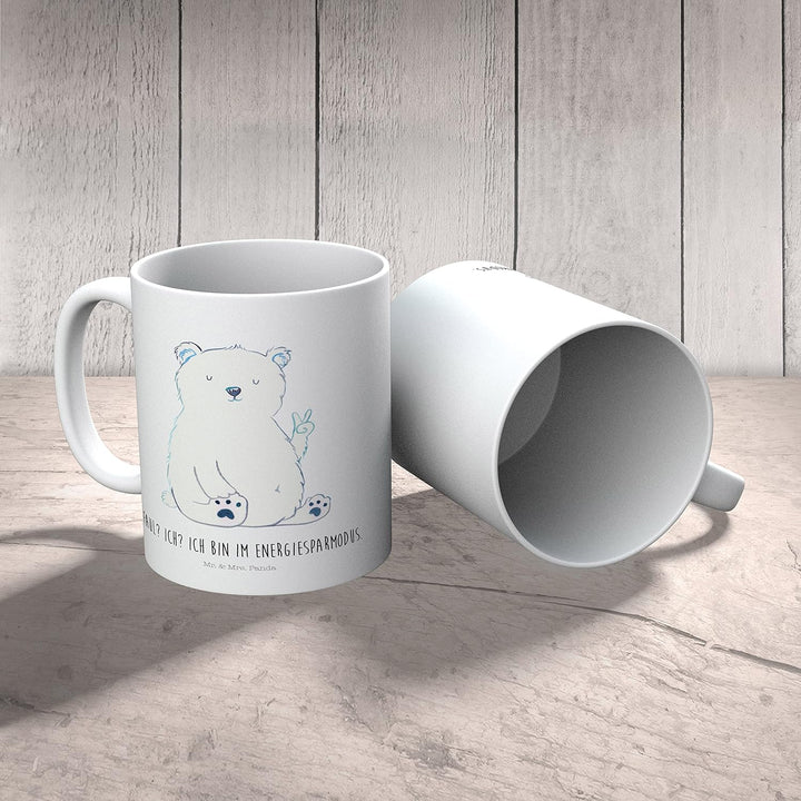 Mr. & Mrs. Panda Pott Eisbär Faul - Geschenk, Homeoffice, Teddy, Trinklernbecher, Bär, Plastikbecher