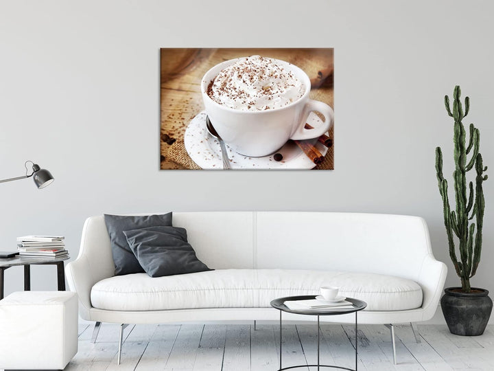 Pixxprint Glasbild | Wandbild aus Echtglas | Kaffee mit viel Creme | 60x40 cm | inkl. Aufhängung und