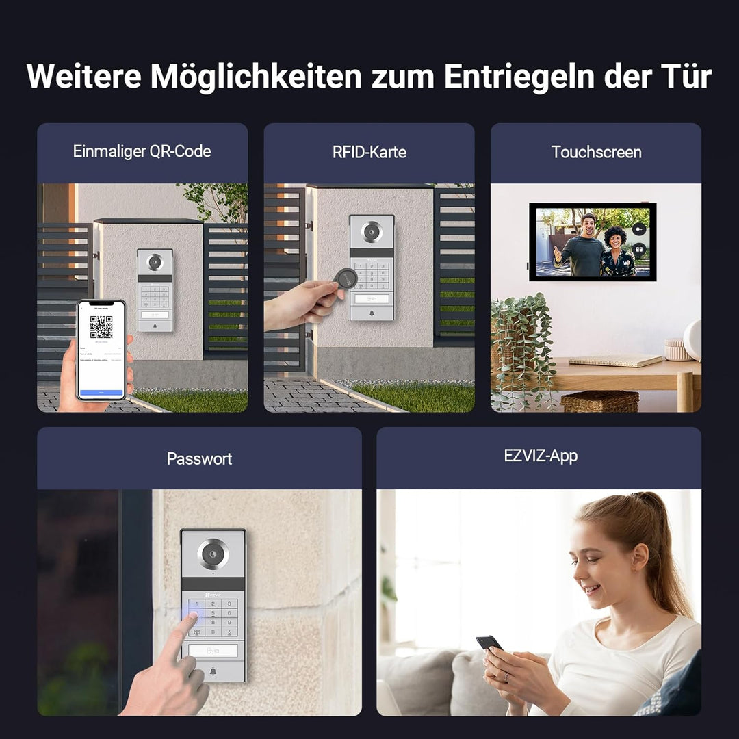 EZVIZ 4K Türsprechanlage mit Türöffner und 8" Touchscreen-Monitor, 2 Draht Bus, Metall-Türklingel mi