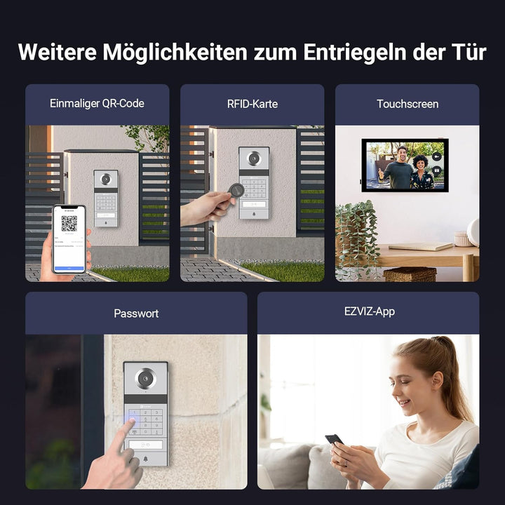 EZVIZ 4K Türsprechanlage mit Türöffner und 8" Touchscreen-Monitor, 2 Draht Bus, Metall-Türklingel mi