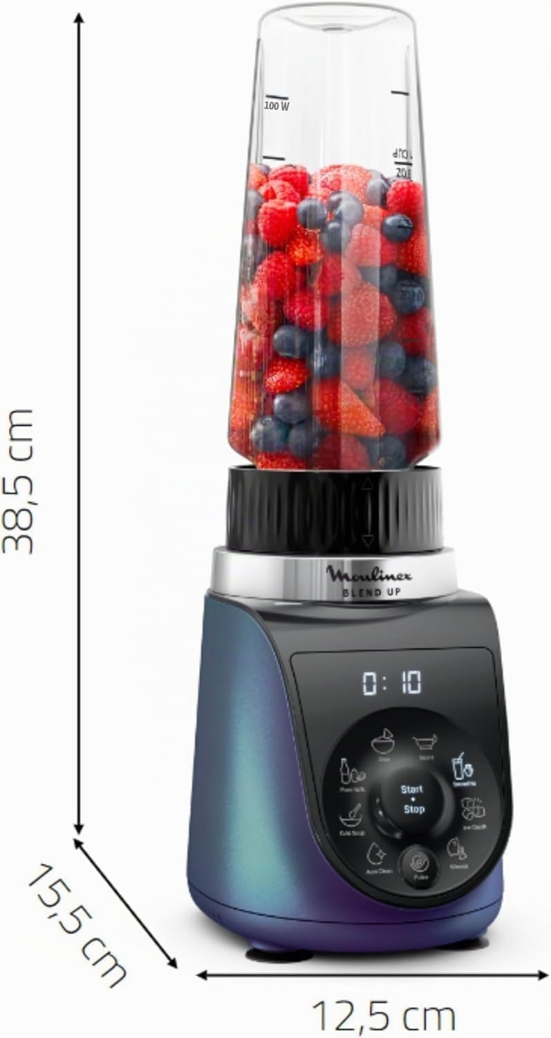 Moulinex Blend Up, leistungsstarker Mini-Standmixer, 1000 W, 8 automatische Programme, LM19H4F0 Crus