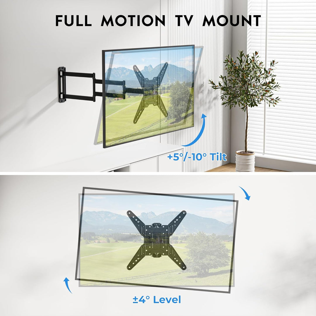 BONTEC Langarm TV Wandhalterung 950 mm Auszug für 26–65 Zoll Fernseher, voll bewegliche TV Halterung