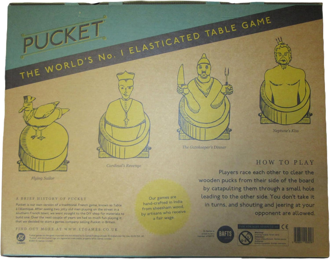 ET Games Pucket – Brettspiel Aus Holz – Katapult- Und Scheibenherausforderung Für Zwei Spieler –