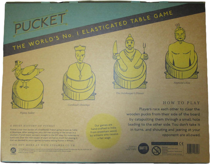 ET Games Pucket – Brettspiel Aus Holz – Katapult- Und Scheibenherausforderung Für Zwei Spieler –