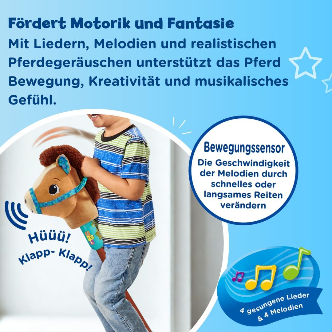 Vtech Galoppier-mit-Mir-Pferd – Interaktives Steckenpferd mit Musik & Lernmodus – Bewegungssensor, P