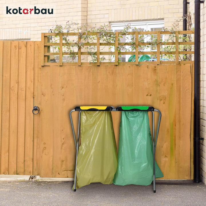 KOTARBAU® Müllsackständer Doppelt Müllbehälter 33 x 77 x 85 cm Grüner Gelber Sack Ständer Metall Pla