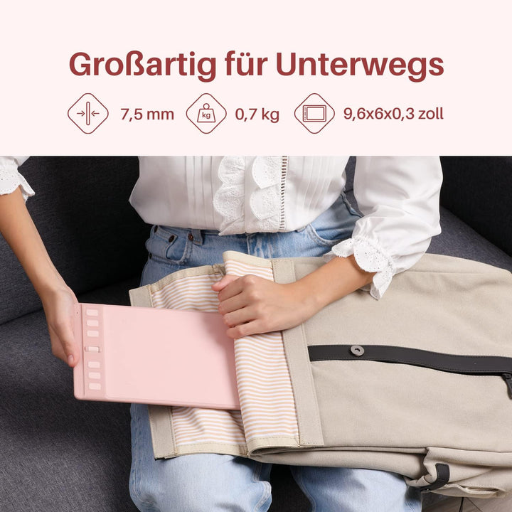 HUION Inspiroy 2 S Grafiktabletts, 6,3 x 3,9 Zoll Tragbares Zeichentablett mit 8192 Stufen batteriel