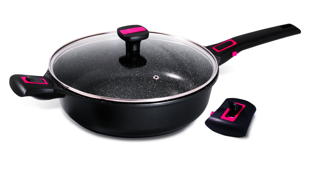 Baumalu 383604 Schmorpfanne mit Deckel, 28 cm, Granit Pro, geschmiedetes Aluminium, Schwarz