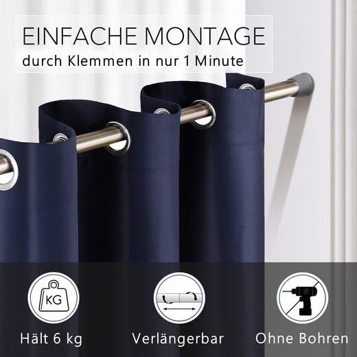 tinycurtains, Türvorhang mit Teleskopstange, einfache Montage in nur 1 Minute ohne Bohren, für alle