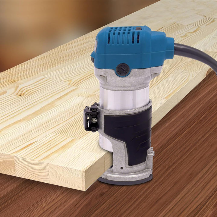 2000W Elektrischer Trimmfräser, 40.000r/min Oberfräse mit 15 Fräser-Bits Staubschutzhaube für Nuten