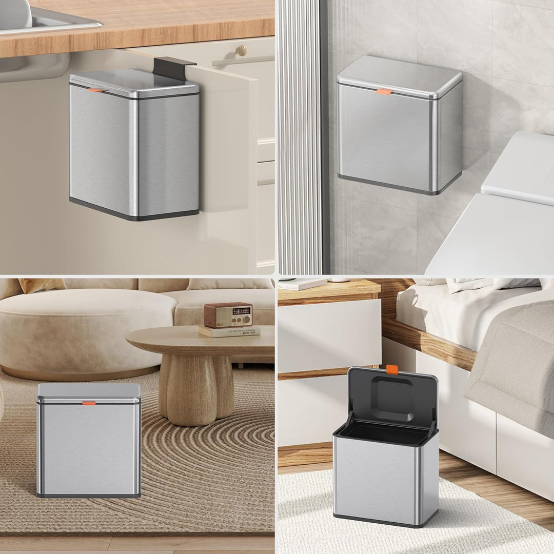 Mbillion Küchenkomposteimer, hängender Mülleimer mit Deckel, 4L/1,05 Gallonen, Edelstahl-Mülleimer f