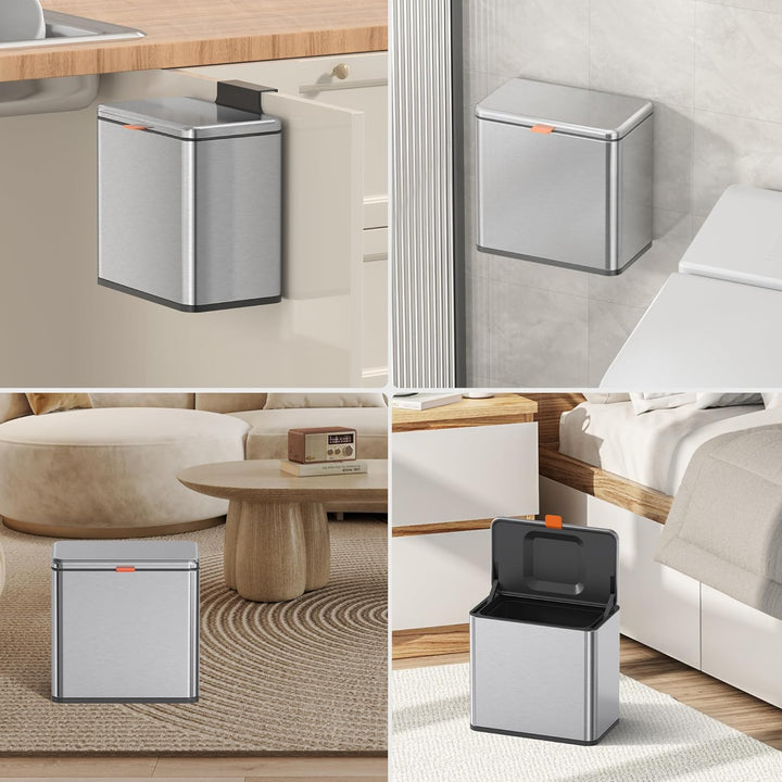 Mbillion Küchenkomposteimer, hängender Mülleimer mit Deckel, 4L/1,05 Gallonen, Edelstahl-Mülleimer f
