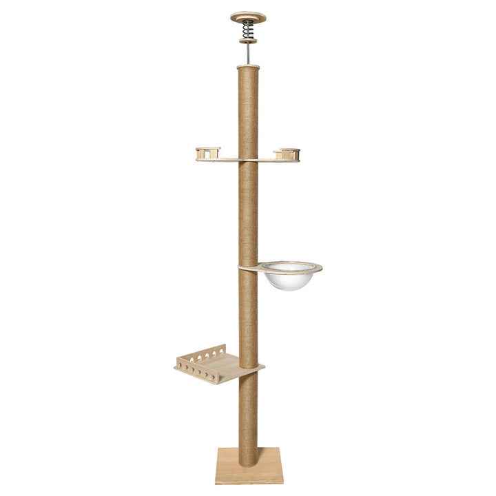 Katzenbaum Deckenhoch 255–265 cm aus Kiefernholz mit Kratzsäule | Platzsparendes Kletterparadies mit