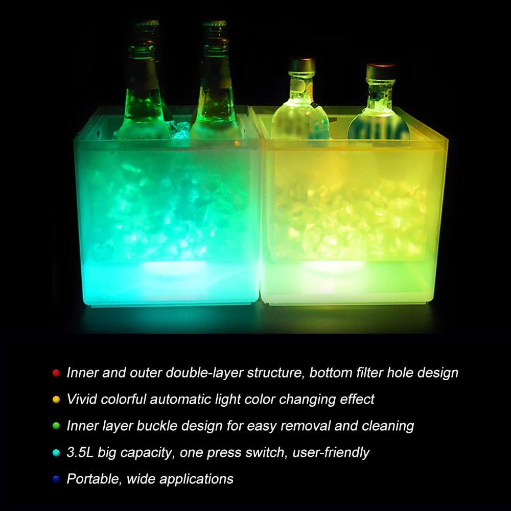 Kavolet LED Ice Bucket 3.5L mit Farbwechsel, Wein- &amp; Sektkühler, wasserdichter Getränkebehälter für
