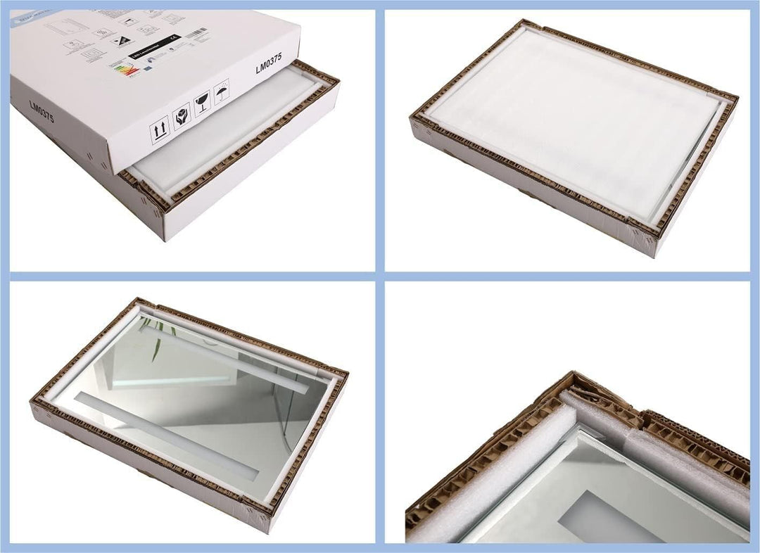 Spiegel Badezimmer Beleuchtung 60x80 cm Dekorative Wandspiegel Silber mit Rahmen Led Badspiegel Bele