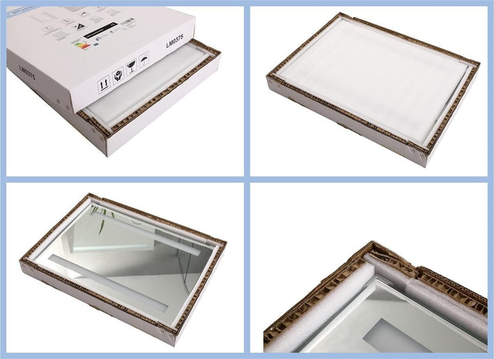 Spiegel Badezimmer Beleuchtung 60x80 cm Dekorative Wandspiegel Silber mit Rahmen Led Badspiegel Bele