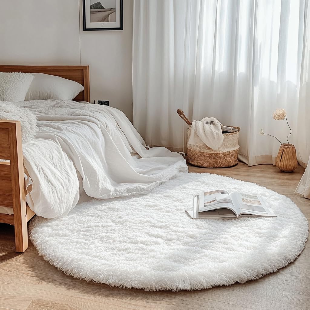 Rund Teppiche Hochflor Rund Teppich Wohnzimmer Langflor Teppiche für Wohnzimmer flauschig Shaggy Sch