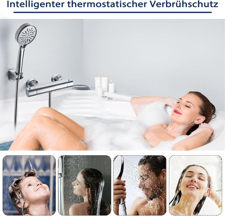 Namuoto Duscharmatur mit Thermostat Aufputz Brausethermostat, Thermostat Dusche Mischbatterie mit 38