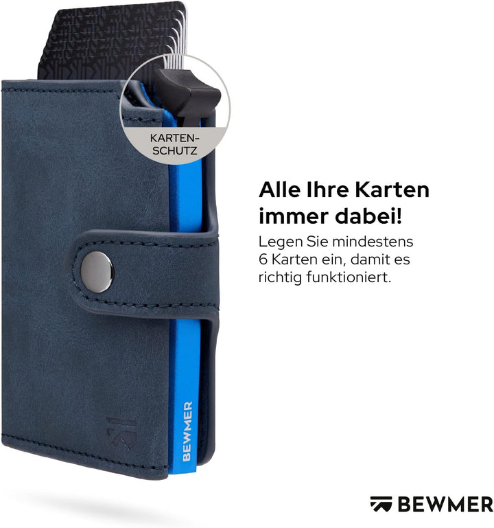 BEWMER 2 Shielded | Herren und Damen Slim Wallet mit RFID-Schutz Anti-Cloning | Kartenetui mit Münzf