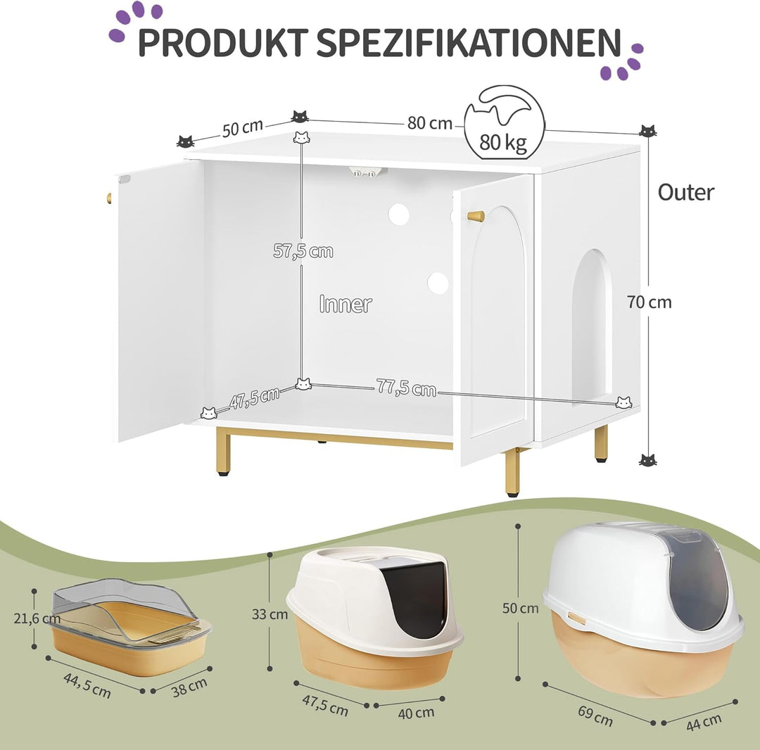 Hzuaneri Katzenschrank, Katzentoilette, Katzenklo Schrank, Katzenhaus mit Tür, Hölzerner Beistelltis