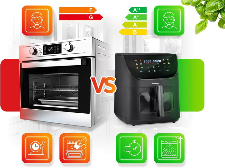 Berdsen Heissluftfritteuse XXL 8L - Airfryer mit Sichtfenster und Touchscreen - 1700W - 12 Programme