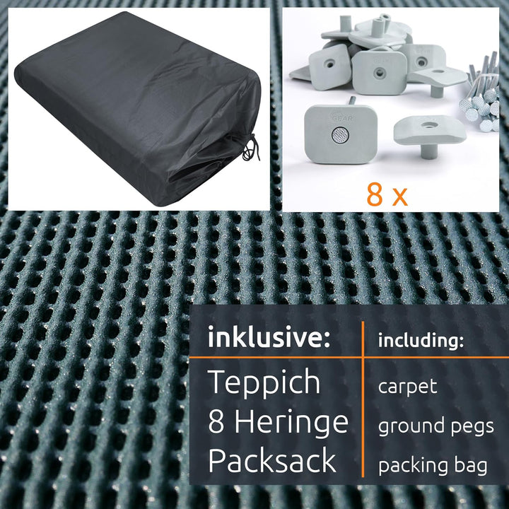 your GEAR Outdoor Soft Carpet 300 x 500 cm - Vorzeltteppich, Zeltteppich, Teppich mit Tasche
