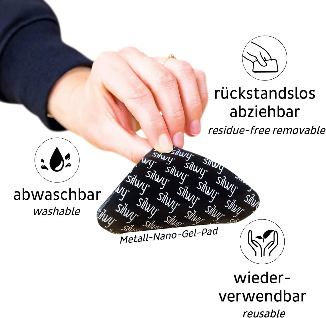silwy® Metall-Nano-Gel-Platzset Black (small) in Lederoptik für rutschfeste Magnet-Gläser - abwaschb