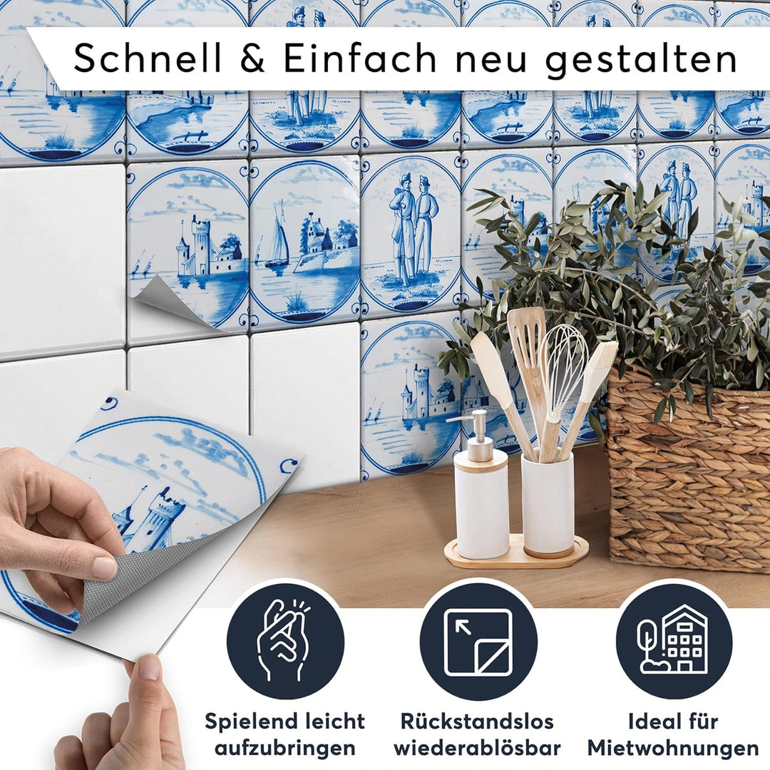 CREATISTO Klebefliesen Stickerfliesen Fliesenfolie - Aufkleber Sticker für Wandfliesen I Klebefliese