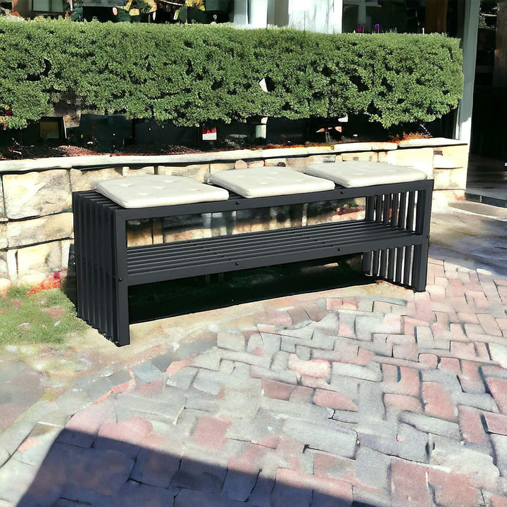 DanDiBo Gartenbank Metall Wetterfest 3 Sitzer Schwarz 150 cm mit 2 Ebenen Sitzbank Eisenbank Gartenm