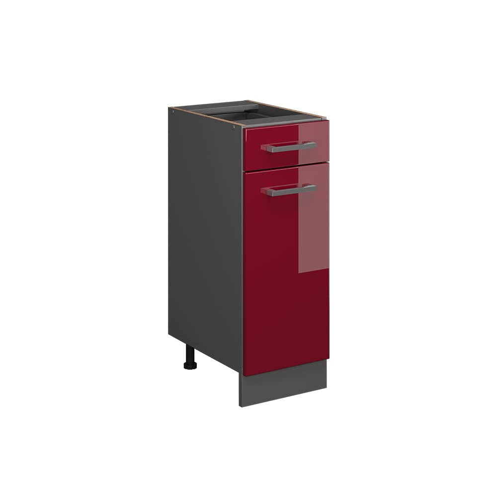 Vicco Küchenunterschrank R-Line, Bordeaux Hochglanz/Anthrazit, 30 cm ohne Arbeitsplatte Bordeaux Hoc