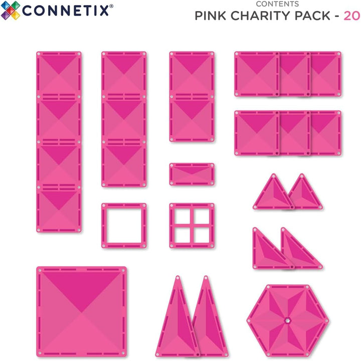 CONNETIX Magnetische Fliesen Charity Edition Pink Pack, 20 Stück