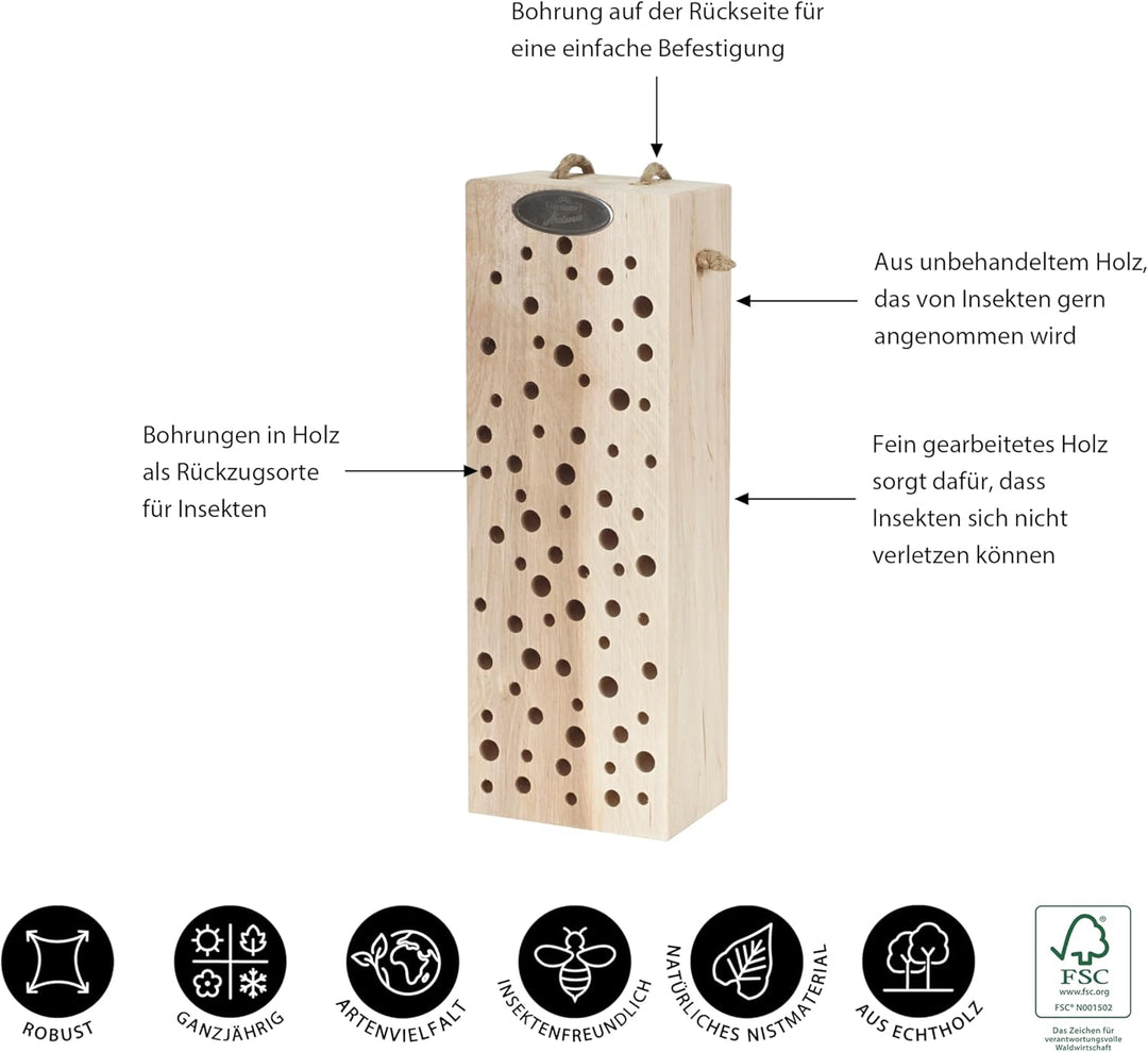 Dehner Natura Premium Insektenhotel Romina, Insektenhaus / Nistkasten für Bienen/Schmetterlinge/Käfe