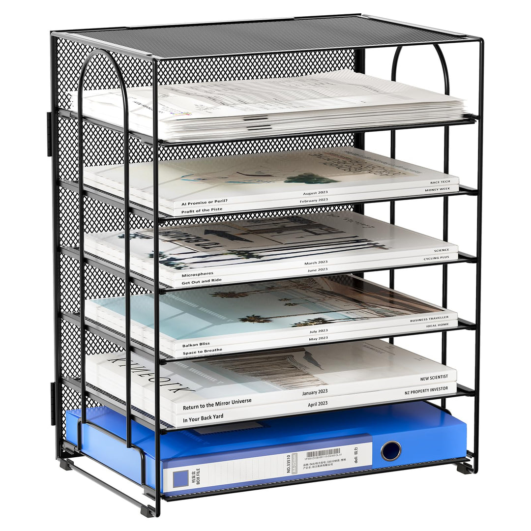 EasyPAG 6 Fächer A4 Metall Büro Schreibtisch Organizer Dokumentenhalter Aktenablage Zeitschriftenhal