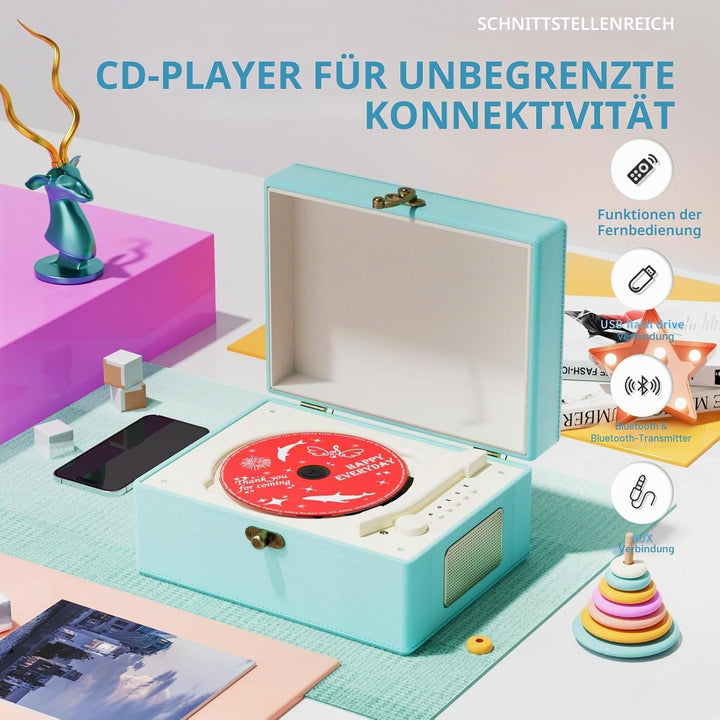 Yintiny Blue Time Musikbox CD-Player mit Lautsprechern für Heimdekoration