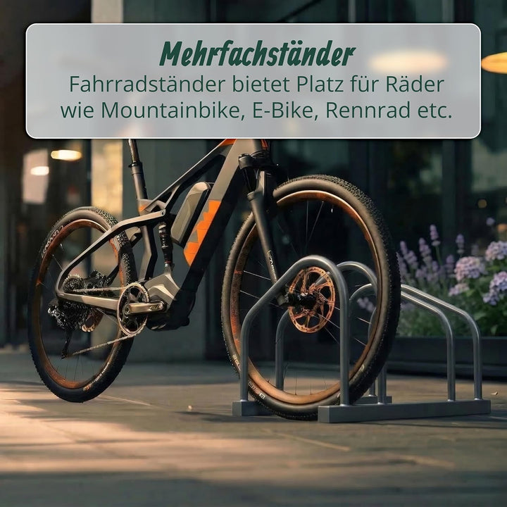Relaxdays Fahrradständer Boden & Wandmontage, 2 Räder, bis 65 mm Reifenbreite, Garage, Reihenparker,