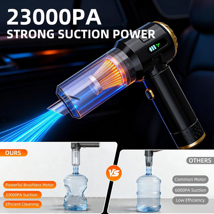 Handstaubsauger, leistungsstarker kabelloser Autostaubsauger mit 23000 Pa, 3-stufiger bürstenloser M