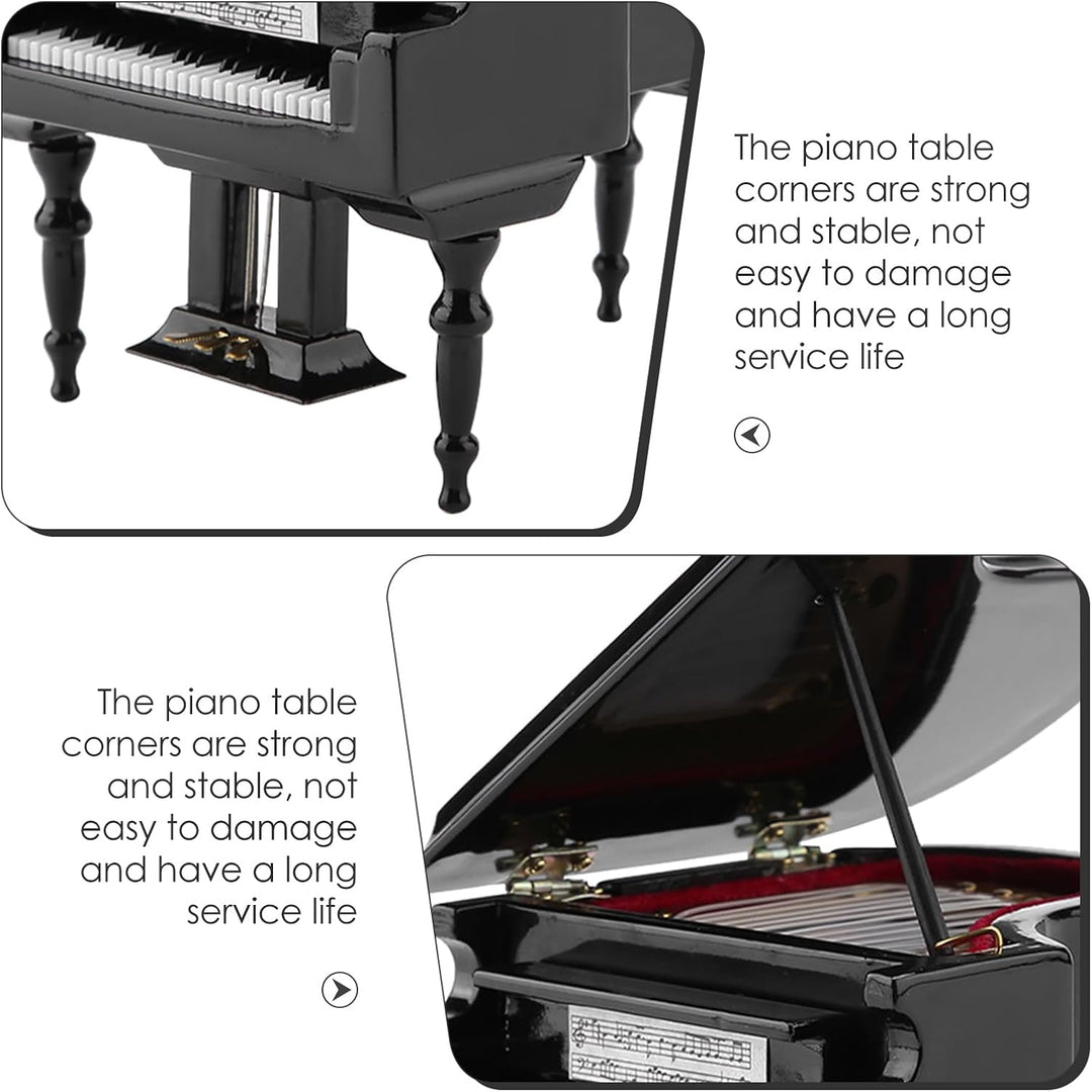 Mini Klavier Deko, Miniatur Klavier aus Holz, Schwarzes Klavier Modell mit Bank und Koffer, Puppenha