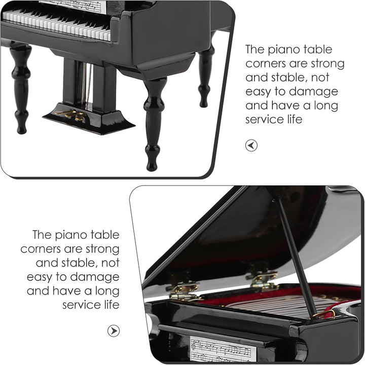 Mini Klavier Deko, Miniatur Klavier aus Holz, Schwarzes Klavier Modell mit Bank und Koffer, Puppenha