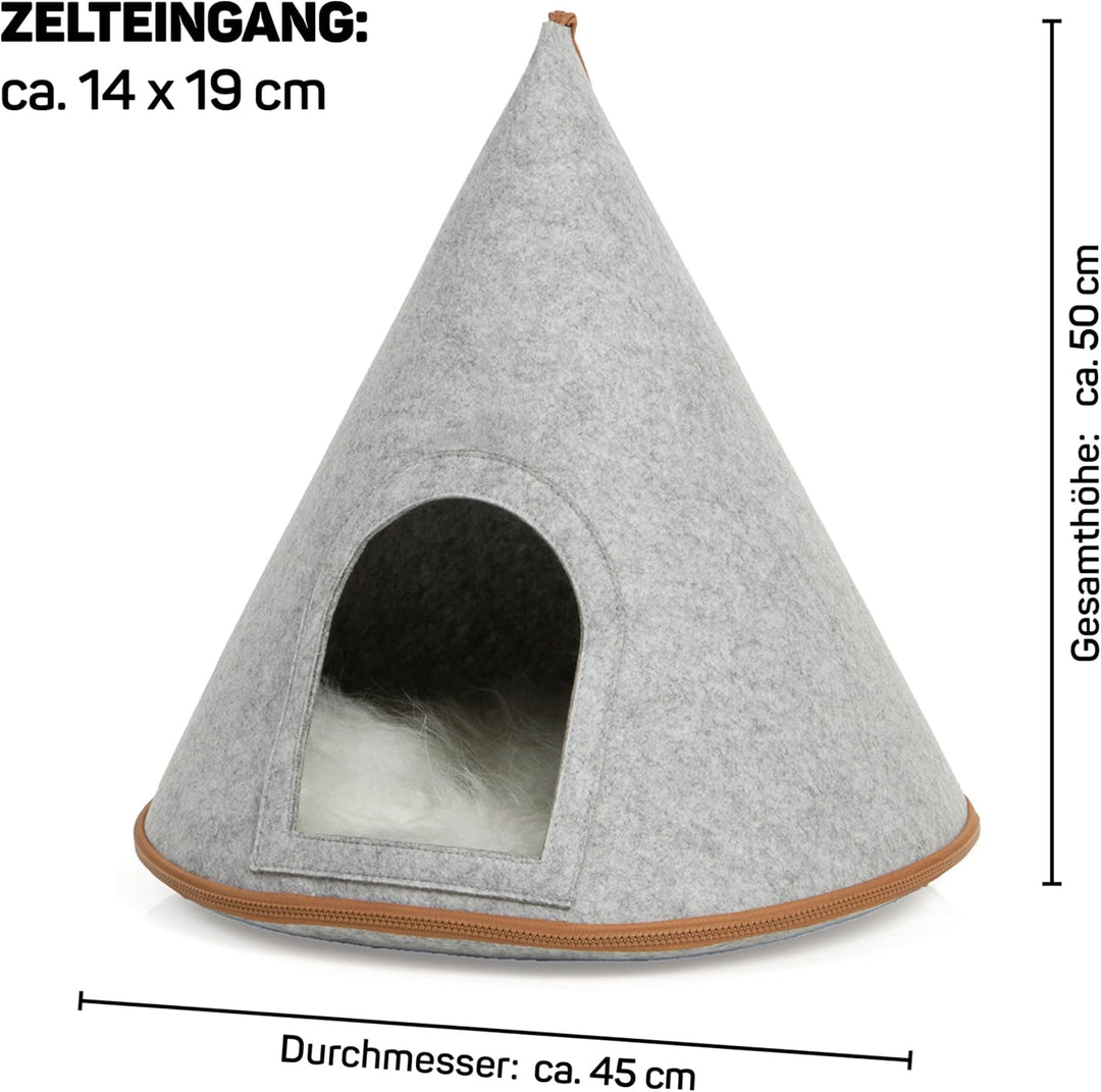 CanadianCat Company | Katzen Tipi Zelt für Haustiere Katzenzelt Cone Katzen Tipi, XL Katzenhöhle aus