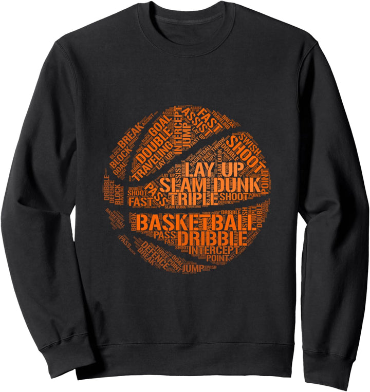 Basketball Begriffe Shirt Motivational Word Cloud Jungen Mädchen Sweatshirt