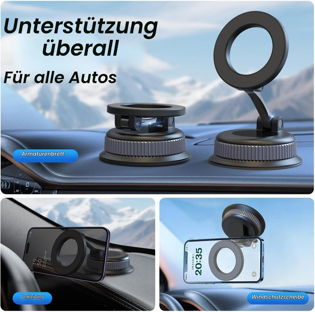 Handyhalterung Auto – Magsafe Autohalterung mit Klebepad &amp; Vakuum Saugnapf, Handy Halterung Auto für