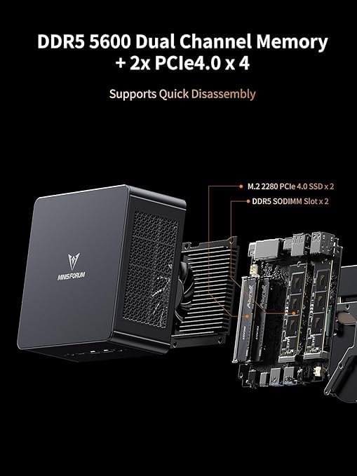 MINIS FORUM UM890 Pro Mini PC, AMD Ryzen 9 8945HS Prozessor, 8 Kerne/16 Threads bis zu 5,2 GHz, AMD