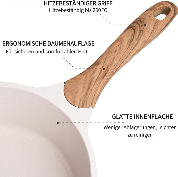 JEETEE Kasserolle 18 cm, 2L Stielkasserolle mit Deckel, klein Kasserolle Stieltopf, Milchpfanne, Mil