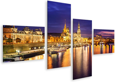 Bild Bilder auf Leinwand Dresden Deutschland innerstädtische Skyline an der Elbe Wandbild Poster Lei