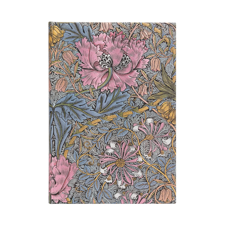 Morris Pink Honeysuckle (William Morris) Midi Unlined Hardcover Journal: Hardcover, 120 gsm, ribbon