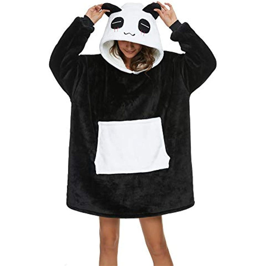 LATH.PIN Panda Übergrosse Decken-Hoodie Flanell mit Kapuze Pulloverdecke Sweatshirt Unisex Kapuzenpu