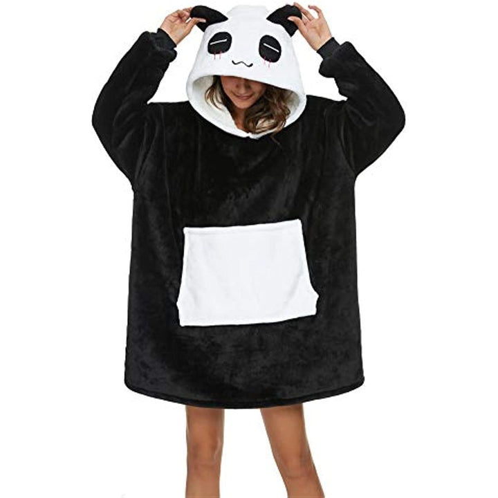LATH.PIN Panda Übergrosse Decken-Hoodie Flanell mit Kapuze Pulloverdecke Sweatshirt Unisex Kapuzenpu