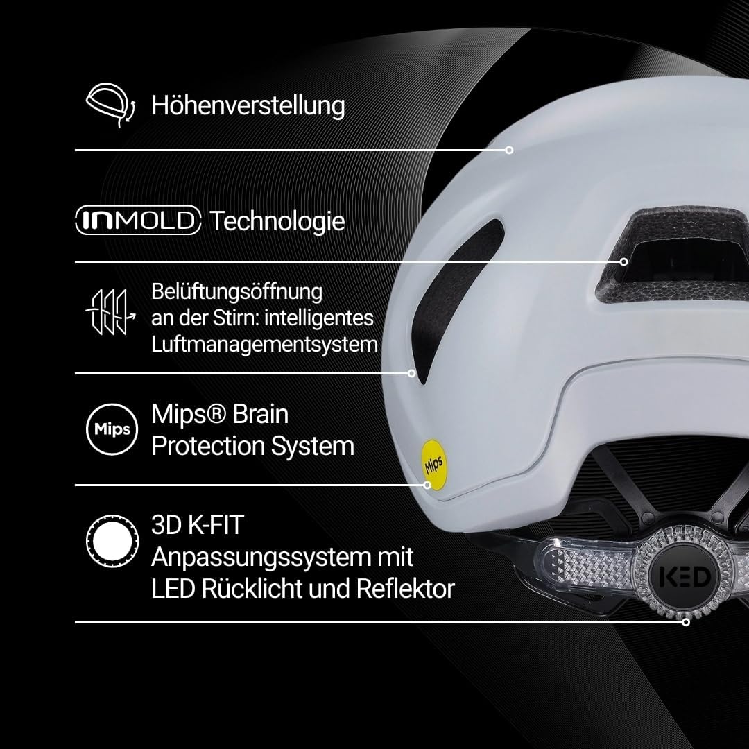 KED Fahrradhelm Reach DT-1 MIPS für Alltag und Commuter Grey Matt M (54-58 cm), Grey Matt M (54-58 c