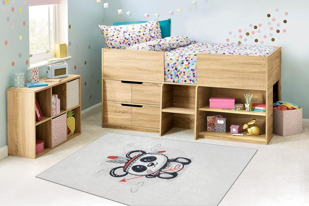 Kinderteppich Bambino Waschteppich Panda für Kinder Anti-Rutsch - Creme 140x190 cm 140x190 cm Bambin