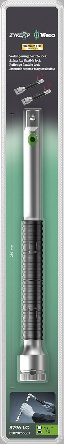 Wera 8796 LC Zyklop-Verlängerung Flexible-Lock mit Schnelldrehhülse, lang, 1/2 1/2''X250.0 250 mm, 2